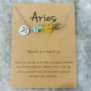 Aries Zodiac Necklace with Yellow and Silver Accents gift
